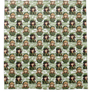 Anime Soldier Girls Pattern Design  Shower Curtain
