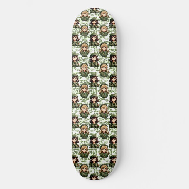 Anime Soldier Girls Pattern Design  Skateboard (Front)