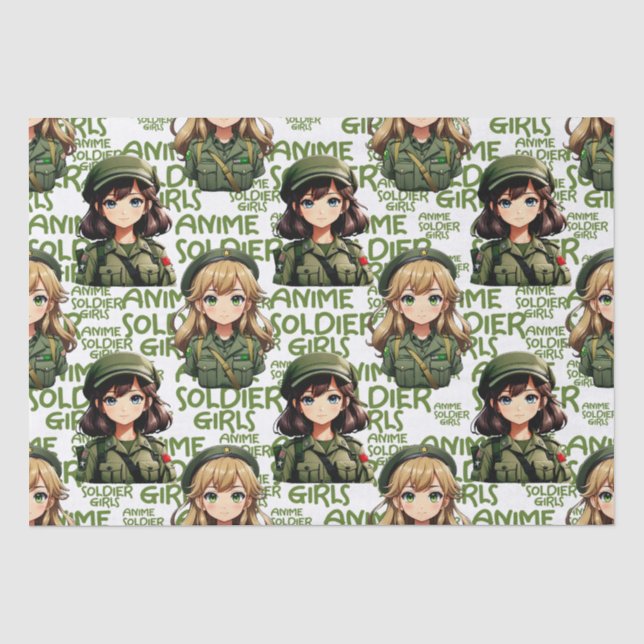 Anime Soldier Girls Pattern Design  Tissue Paper (Front)