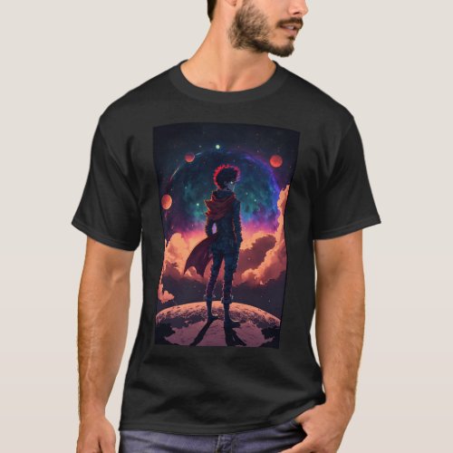 Anime Space Explorer Red Scarf in Galaxy T_Shirt