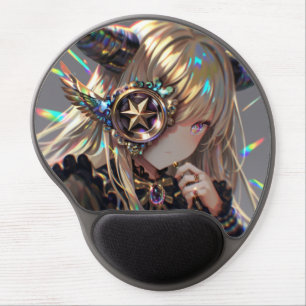 Anime Steampunk Horned Beauty with Star Monocle Gel Mouse Pad