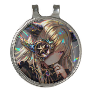 Anime Steampunk Horned Beauty with Star Monocle Golf Hat Clip