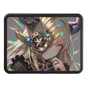 Anime Steampunk Horned Beauty with Star Monocle Hitch Cover