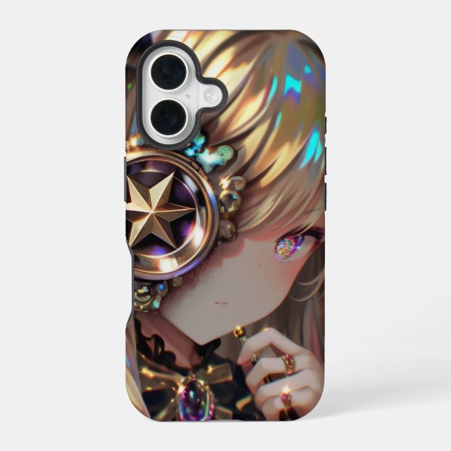 Anime Steampunk Horned Beauty with Star Monocle iPhone Case (Back)