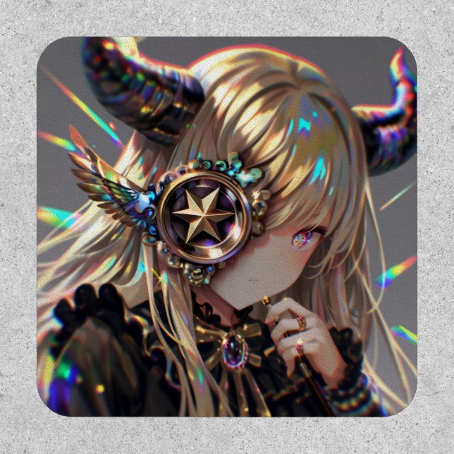 Anime Steampunk Horned Beauty with Star Monocle Patch (Front)