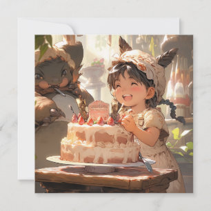 Anime Style Birthday Celebration Art Invitation