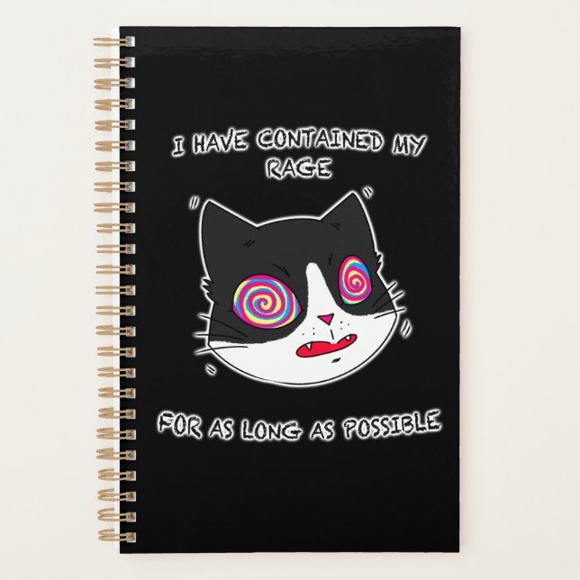 Anime Style Cat With Crazy Eyes and Text Planner (Front)