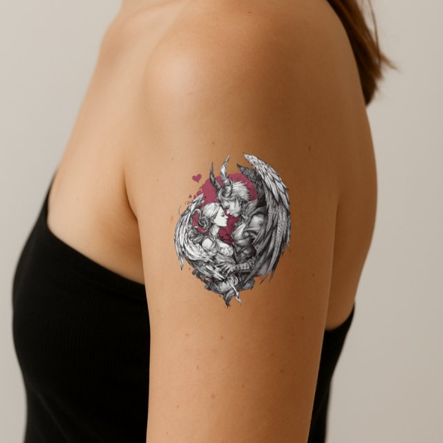 Anime style demon and angel lovers temporary tattoos (Creator Uploaded)