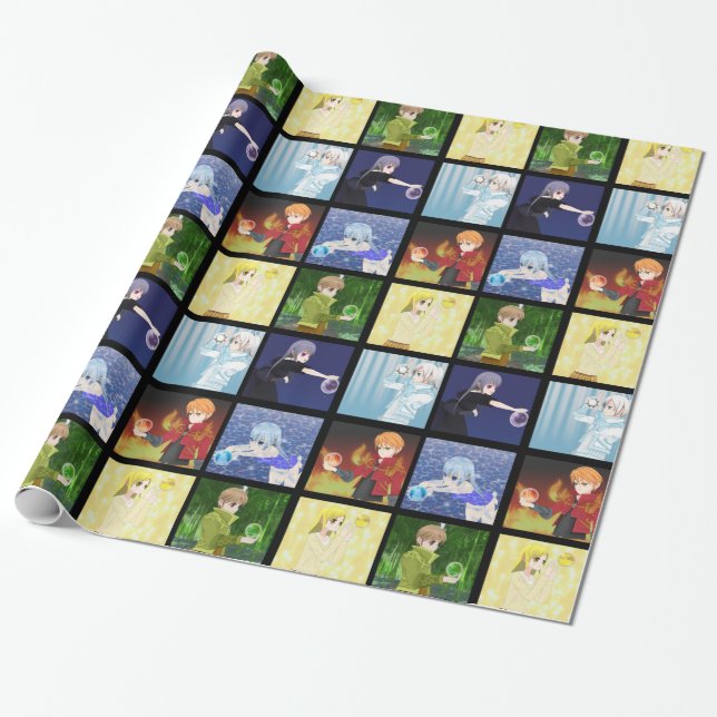 Anime Style Elements Wrapping Paper (Unrolled)
