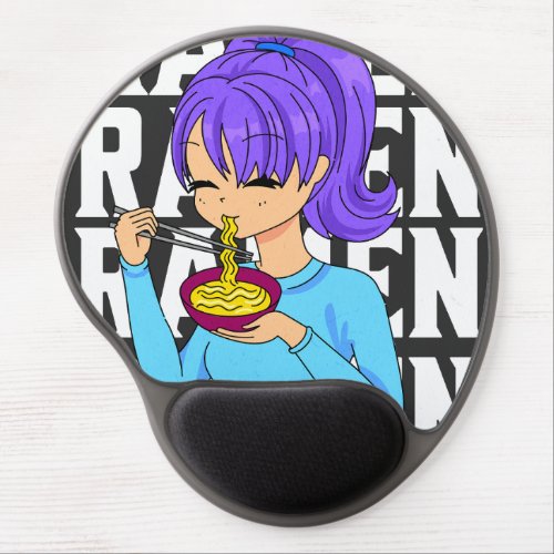 Anime style girl eating Noodles Gel Mouse Pad