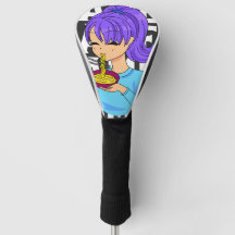 Anime style girl eating Noodles
