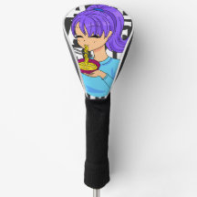 Anime style girl eating Noodles