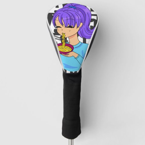 Anime style girl eating Noodles Golf Head Cover