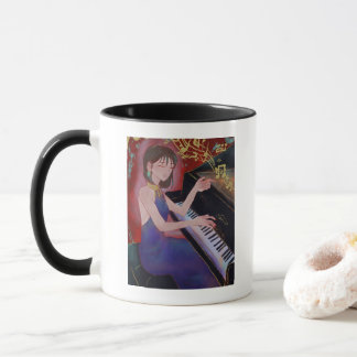 Anime Style Girl Playing Piano Elegant Music Mug