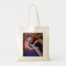 Anime Style Girl Playing Piano Elegant Music 