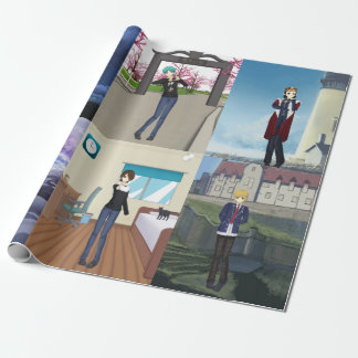 Anime style guys wrapping paper