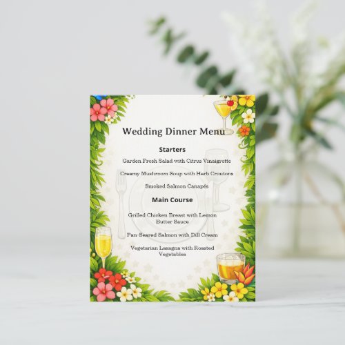 Anime Style Jungle Menu Card: Elegant Dinner Event