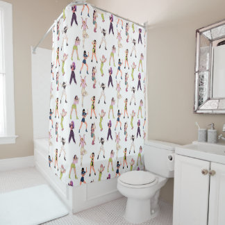 Anime Style Kpop Idol Dancing Girls  Shower Curtain