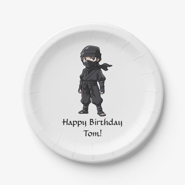 Anime Style Ninja Warrior Boys Birthday Party Paper Plates (Front)
