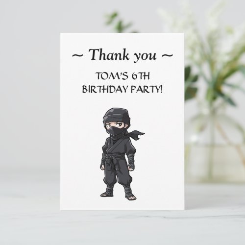 Anime Style Ninja Warrior Boys Birthday Party Thank You Card
