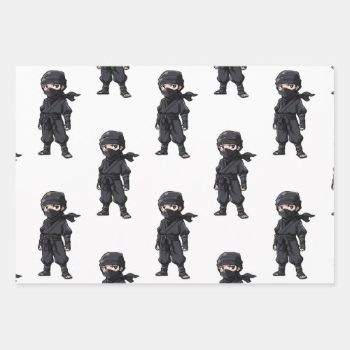 Anime Style Ninja Warrior Boys Birthday Party Wrapping Paper Sheets
