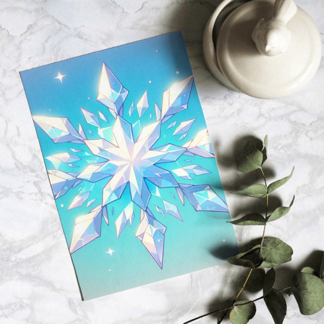 Anime Style Snowflake Art Elegant Winter Postcard (Creator Uploaded)