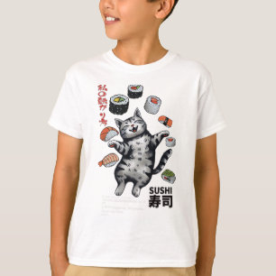 Anime-style Sushi Cat Harajuku Tokyo Japan Cat Caf T-Shirt