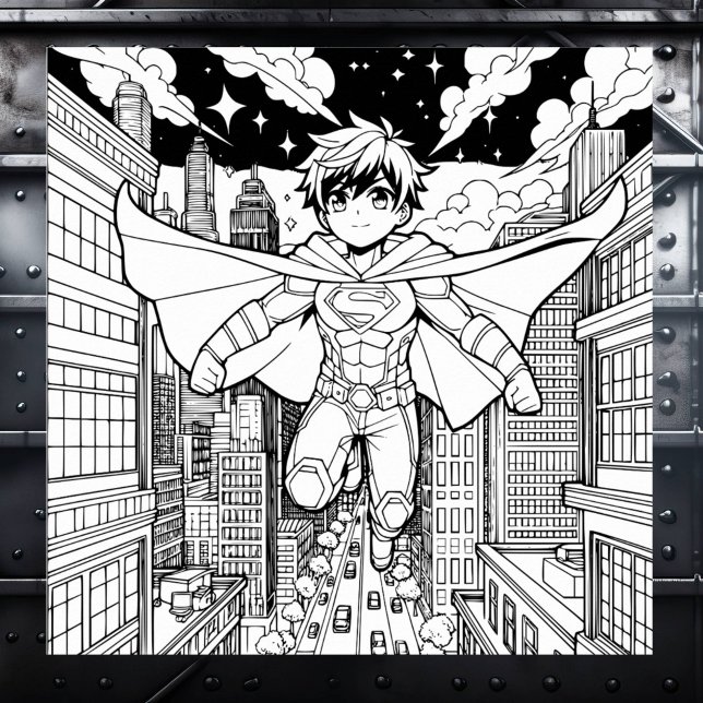 Anime Superhero Boy | Kid's Coloring   Poster (Creator Uploaded)