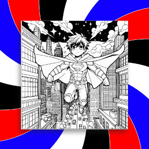 Anime Superhero Boy   Kid's Coloring   Save The Date