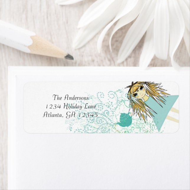 Anime Tea Party Invitation Return Address Label (Insitu)