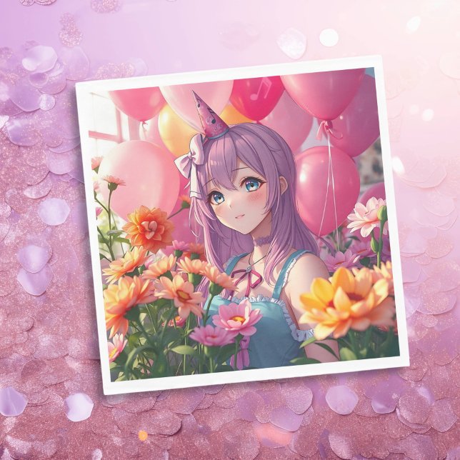 Anime Themed Birthday Girl  Napkins (Creator Uploaded)