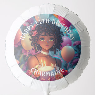Anime Themed Birthday Girl of Color Balloon