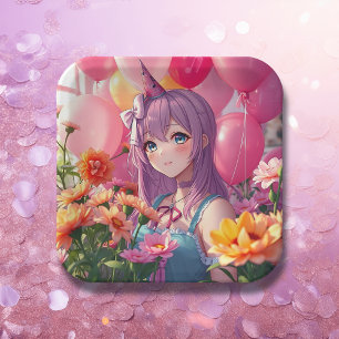 Anime Themed Birthday Girl Paper Plates