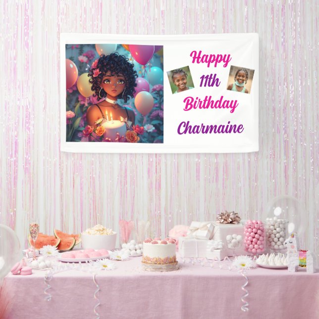 Anime Themed Birthday Girl  Personalized  Banner (Party)