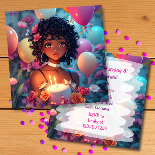 Anime Themed Birthday Girl  Personalized  Invitation