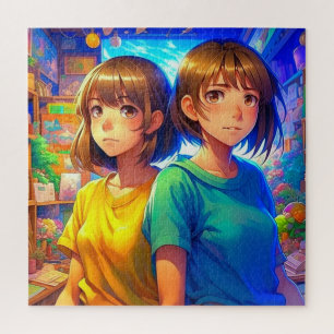Anime Themed Twin Girl's Jigsaw Puzzle