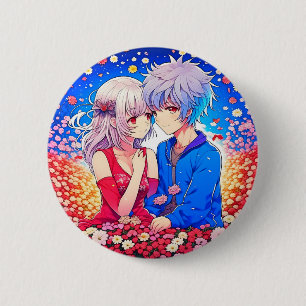 Anime Themed Valentine's Day Party Button
