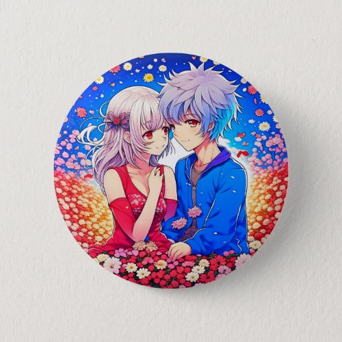 Anime Themed Valentines Day Party Button