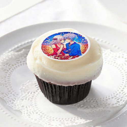 Anime Themed Valentines Day Party Edible Frosting Rounds