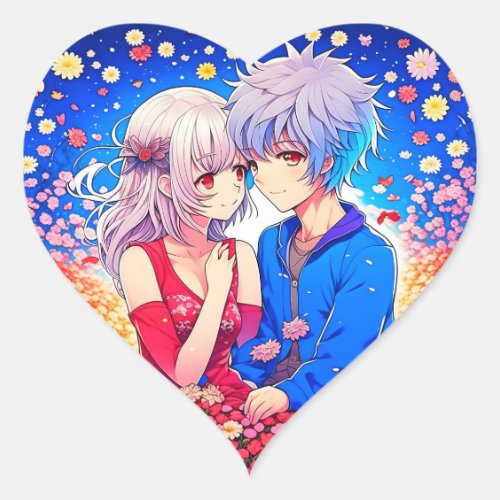 Anime Themed Valentines Day Party Heart Sticker