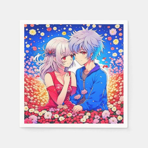 Anime Themed Valentines Day Party Napkins