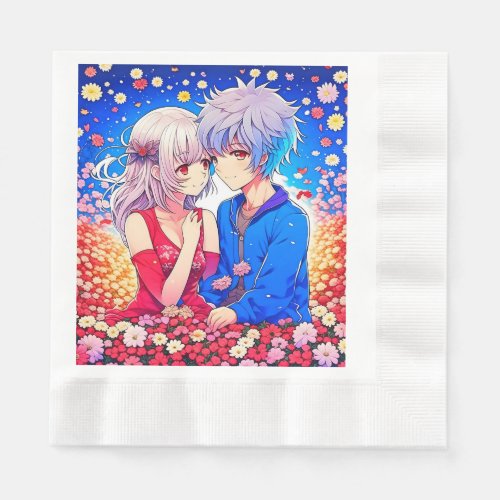 Anime Themed Valentines Day Party Napkins