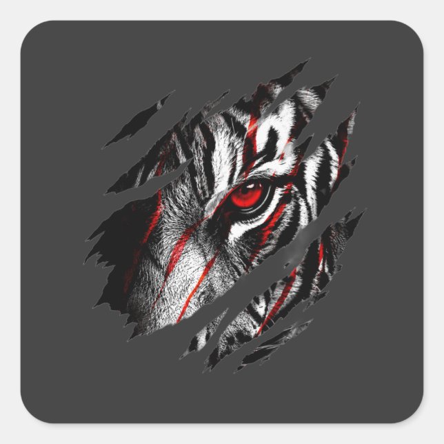 Anime Tiger Eyes Through Scratch Square Sticker (Front)