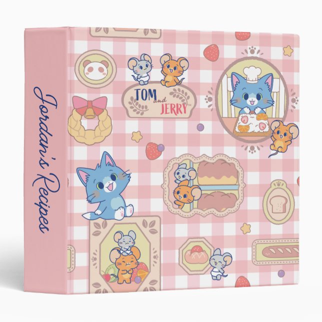 Anime Tom and Jerry Bakery Pattern 3 Ring Binder (Front/Spine)