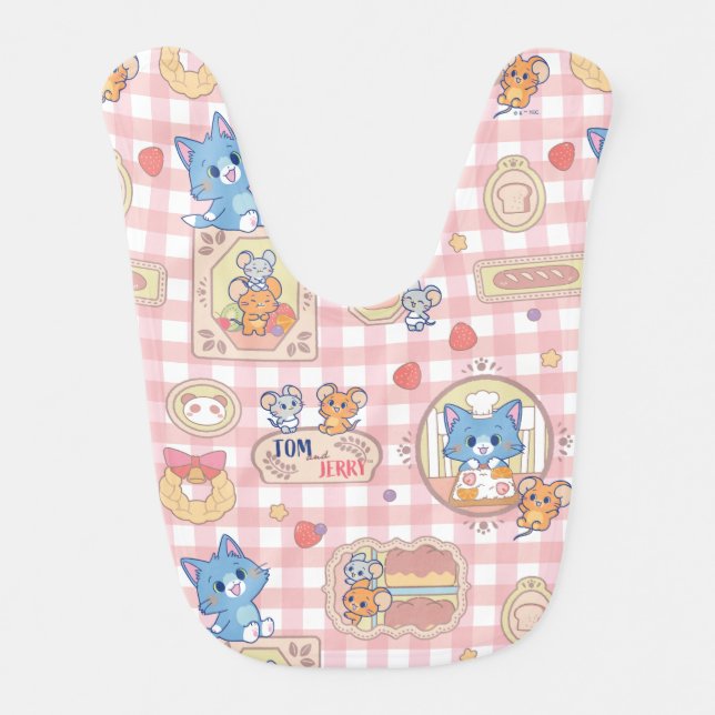Anime Tom and Jerry Bakery Pattern Baby Bib (Front)