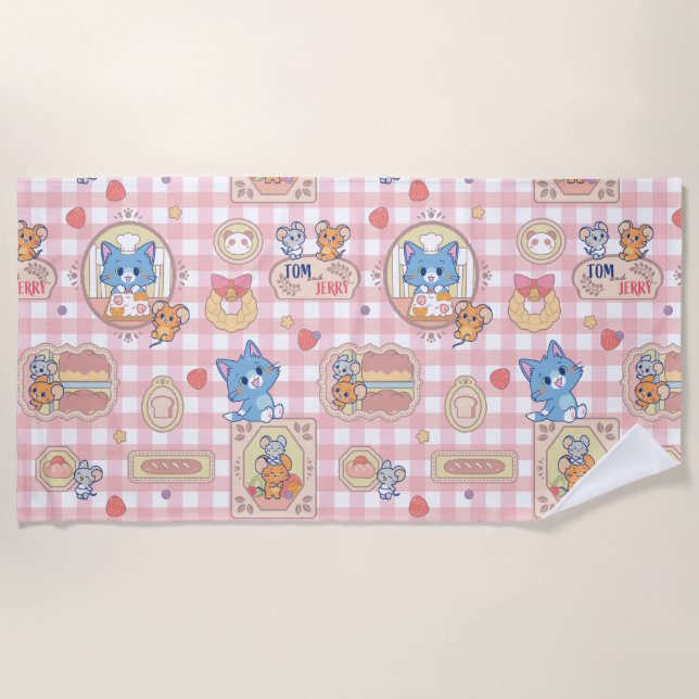 Anime Tom and Jerry Bakery Pattern Beach Towel (Front)