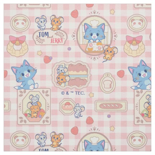 Anime Tom and Jerry Bakery Pattern Fabric