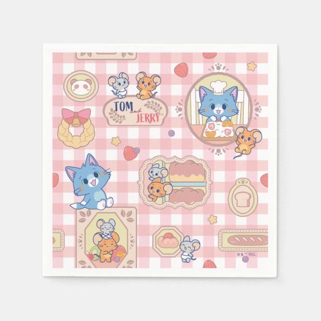 Anime Tom and Jerry Bakery Pattern Napkins (Front)