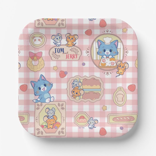 Anime Tom and Jerry Bakery Pattern Paper Plates (Front)