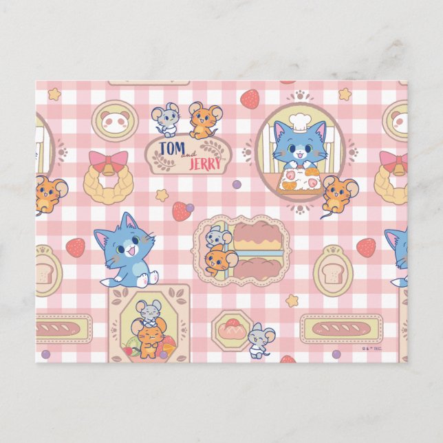 Anime Tom and Jerry Bakery Pattern Postcard (Front)
